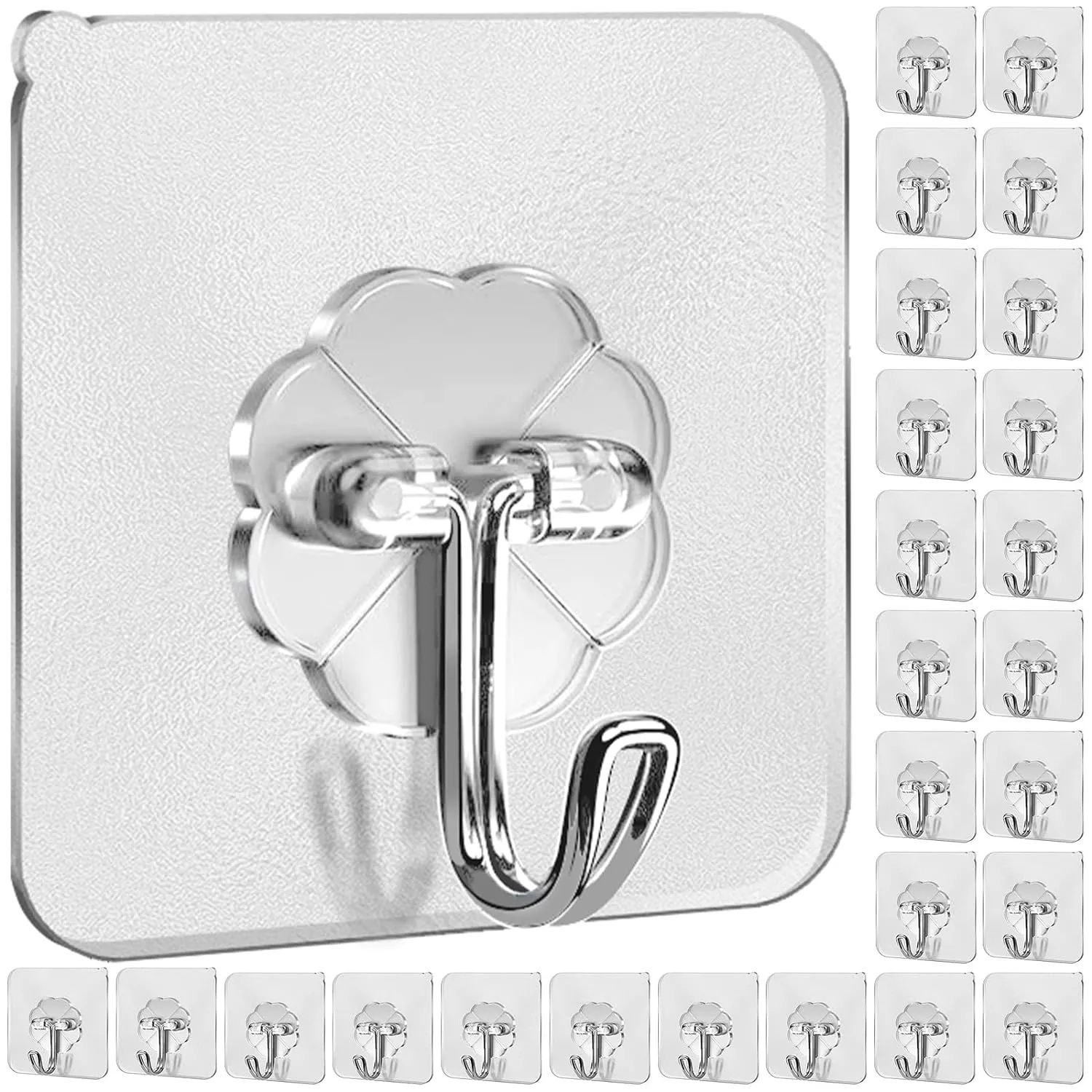 Pack of 5- Magic Hook Without Nails Transparent Strong Sticky Heavy Magic Wall Hook Reusable Adhesive Hooks Suction Cup Hook Hanger Strong Vacuum Holder For Wall Door Bathroom Kit