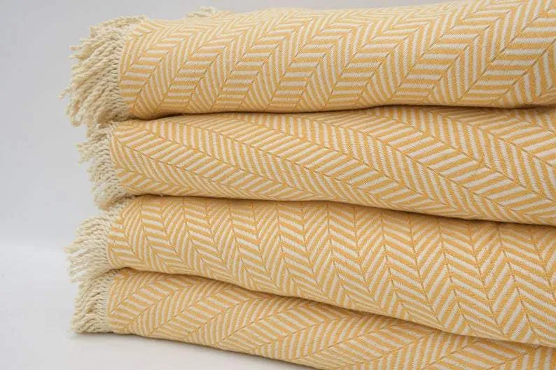 Peach Yellow 100% Cotton Round Beach Towel