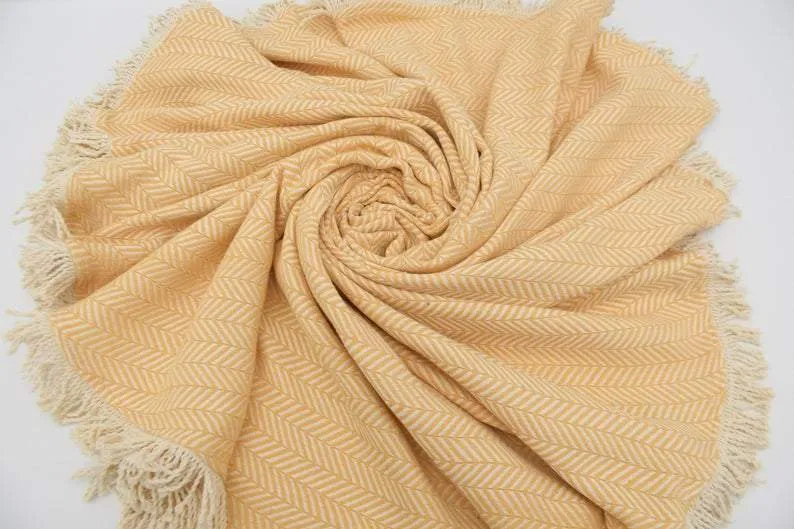 Peach Yellow 100% Cotton Round Beach Towel