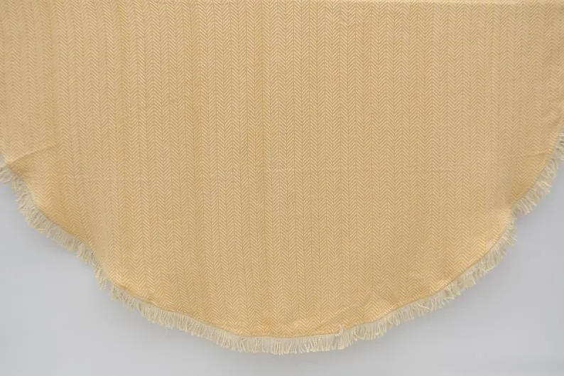 Peach Yellow 100% Cotton Round Beach Towel