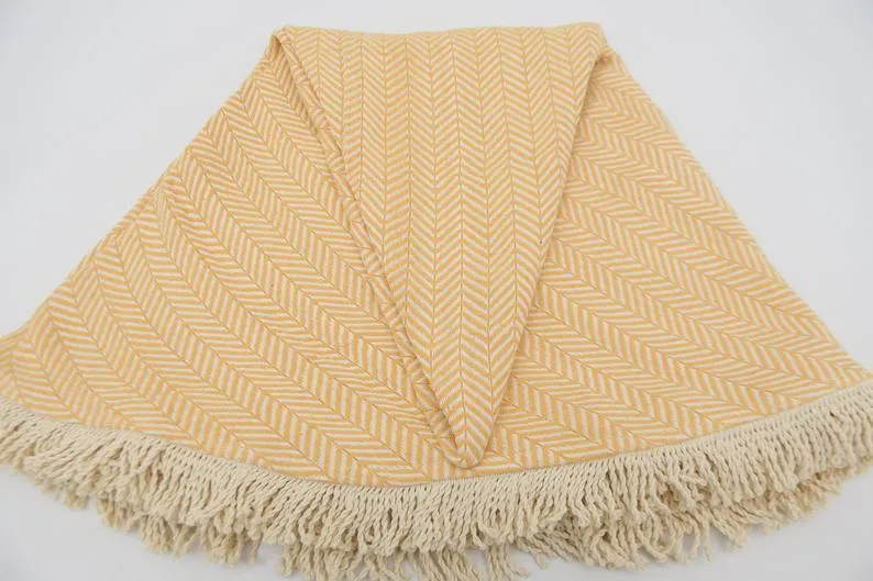 Peach Yellow 100% Cotton Round Beach Towel