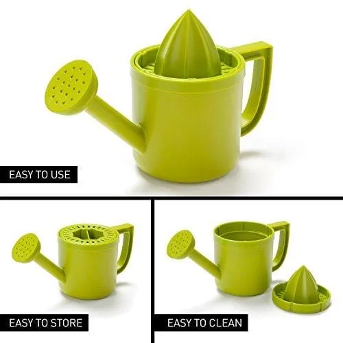 Peleg Design Lemoniere Original Watering Can-Shaped Manual Hand Juicer, Green Plastic Squeezer with Pourer for Lemon or Citrus Juice with Flip Lid for Storage