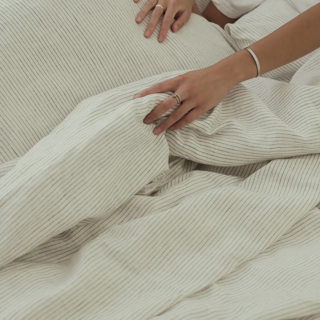 Pencilstripe Linen Duvet Cover