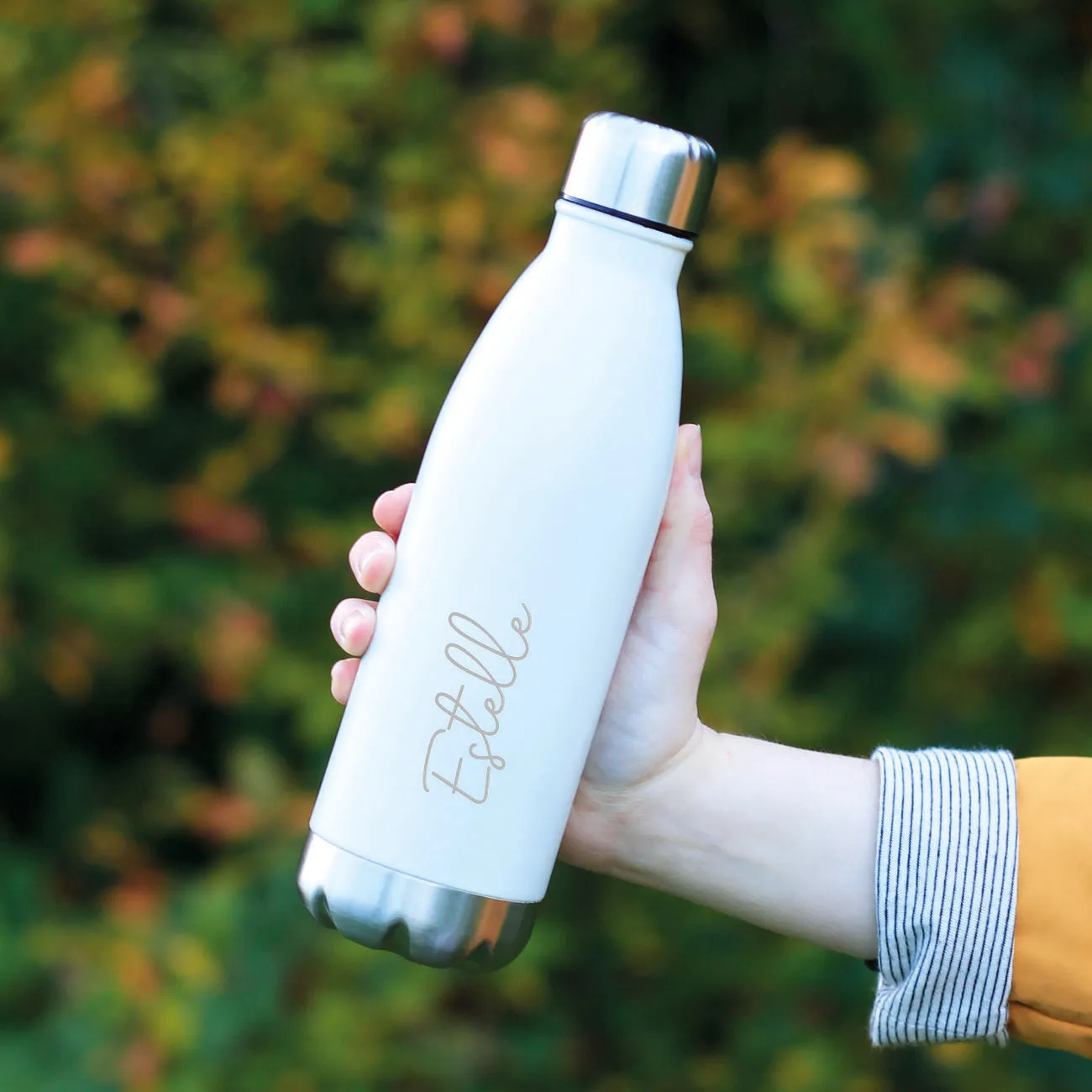 Personalised 500ml Double Walled Water Bottle with Cursive Lettering