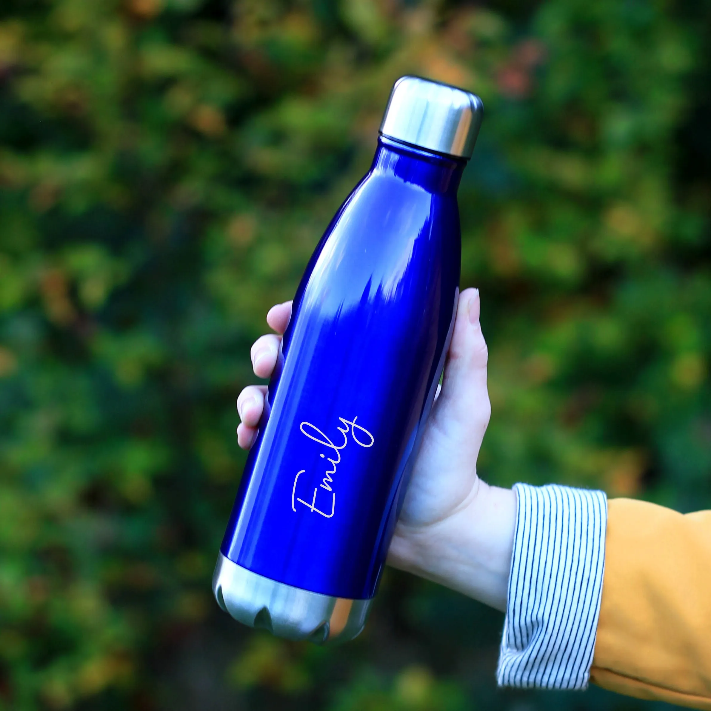 Personalised 500ml Double Walled Water Bottle with Cursive Lettering