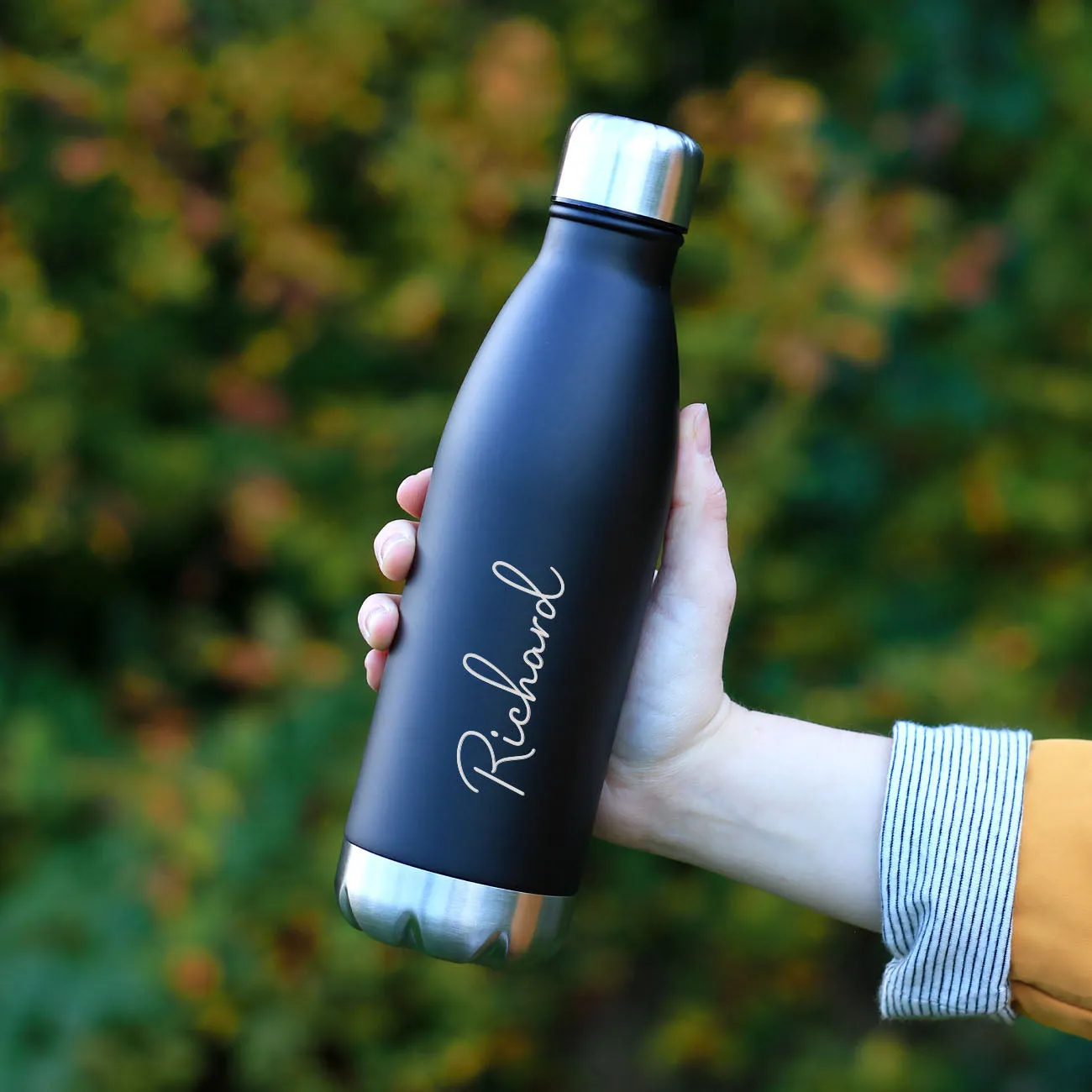 Personalised 500ml Double Walled Water Bottle with Cursive Lettering