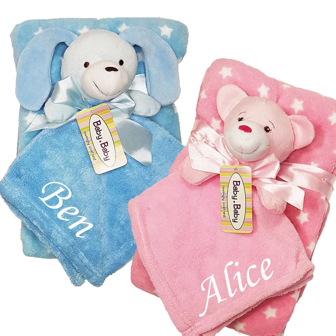 Personalised Embroidered Baby Blanket and Comforter Duo