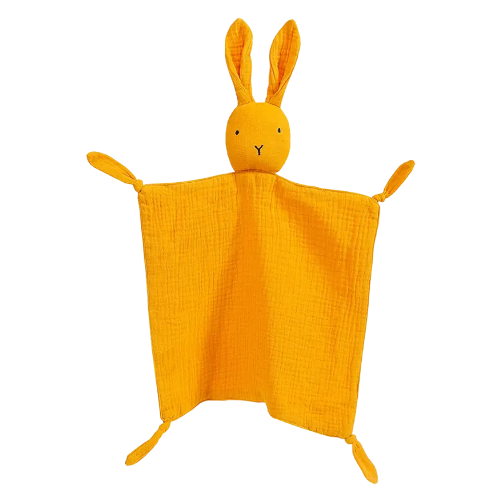 Personalised Mustard Bunny Muslin Baby Comforter