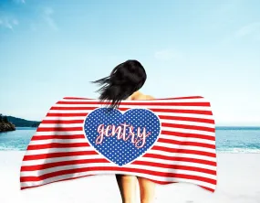 PERSONALIZED AMERICA  PREMIUM BEACH TOWEL