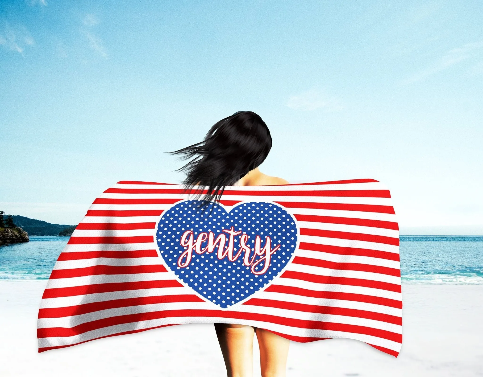 PERSONALIZED AMERICA  PREMIUM BEACH TOWEL