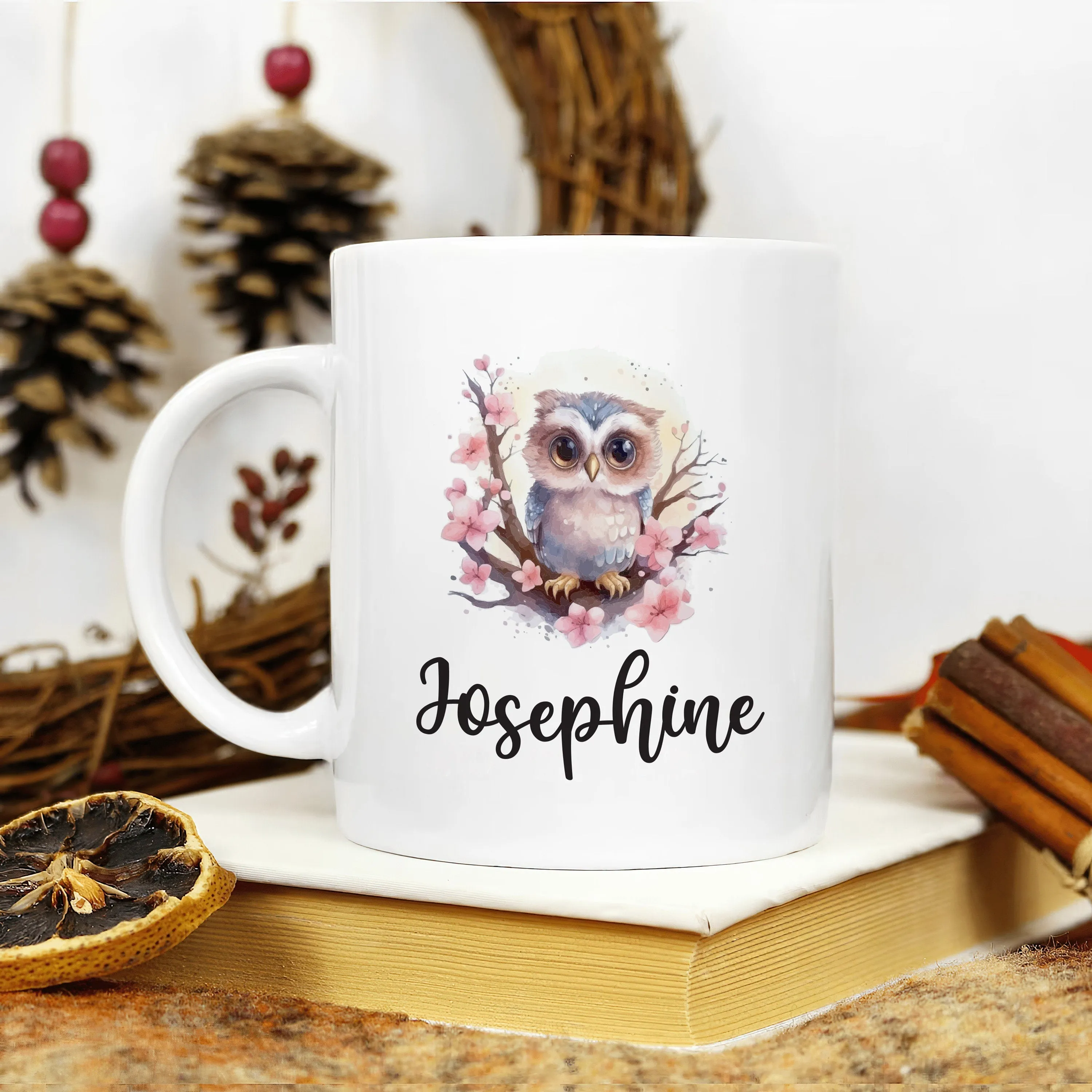 Personalized Owl Mug - Customizable Coffee Cup for Owl Lovers, Unique Handcrafted Gift Idea for Birthdays, Anniversaries, Special Occasions