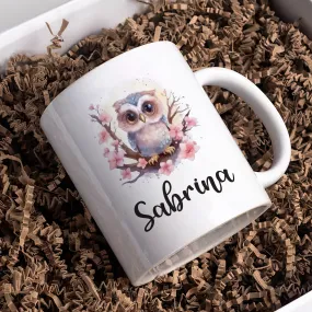 Personalized Owl Mug - Customizable Coffee Cup for Owl Lovers, Unique Handcrafted Gift Idea for Birthdays, Anniversaries, Special Occasions