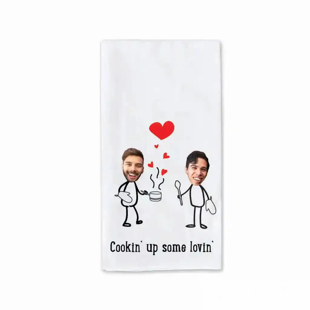 Personalized Valentine Kitchen Towel for the Cooking Couple