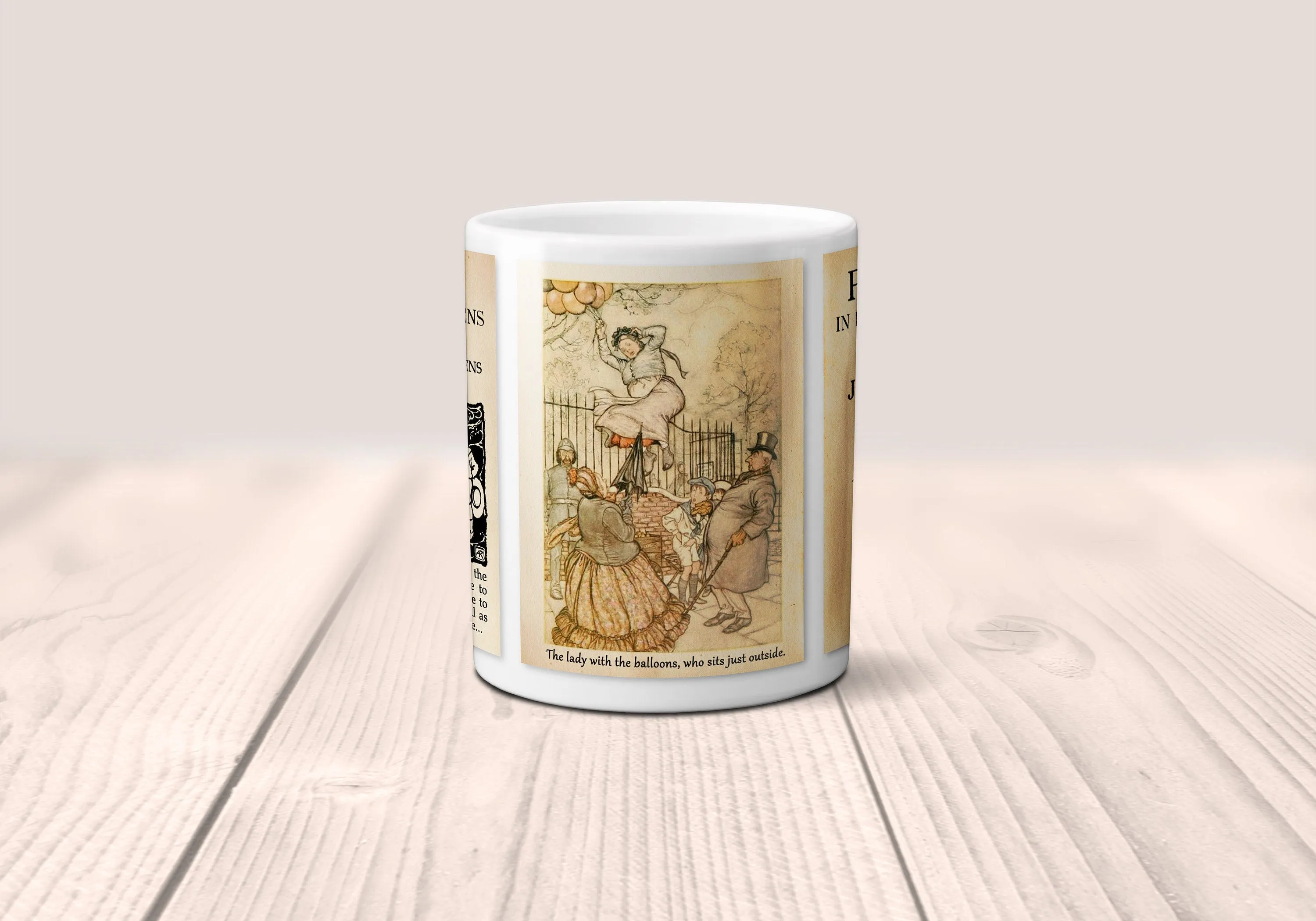 Peter Pan in Kensington Gardens by J. M. Barrie Mug. Coffee Mug with Peter Pan book Title and Book Pages, Bookish Gift, Literary Mug.