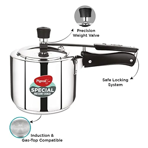 Pigeon by Stovekraft 3 Litre Special Stainless Steel Inner Lid Induction Base Pressure Cooker (Silver) BIS Certified