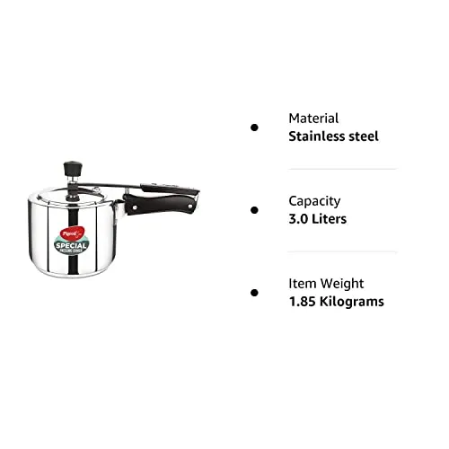 Pigeon by Stovekraft 3 Litre Special Stainless Steel Inner Lid Induction Base Pressure Cooker (Silver) BIS Certified