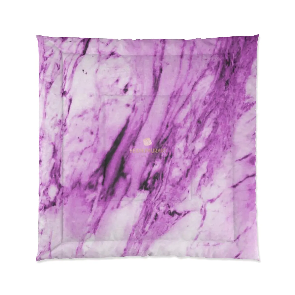 Pink Marble Comforter, White Marble Print Best Comforter For King/Queen/Full/Twin-Printed in USA