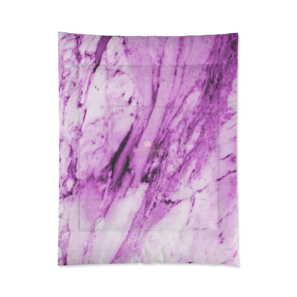 Pink Marble Comforter, White Marble Print Best Comforter For King/Queen/Full/Twin-Printed in USA