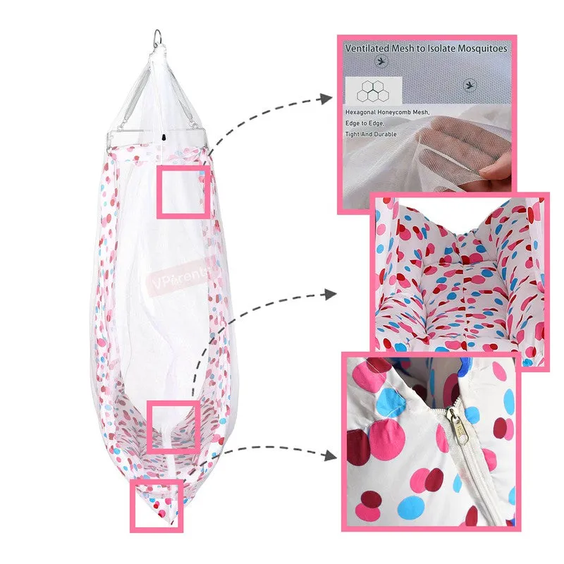 Preemie Baby Swing Cradle with Mosquito Net and Spring (Pink)