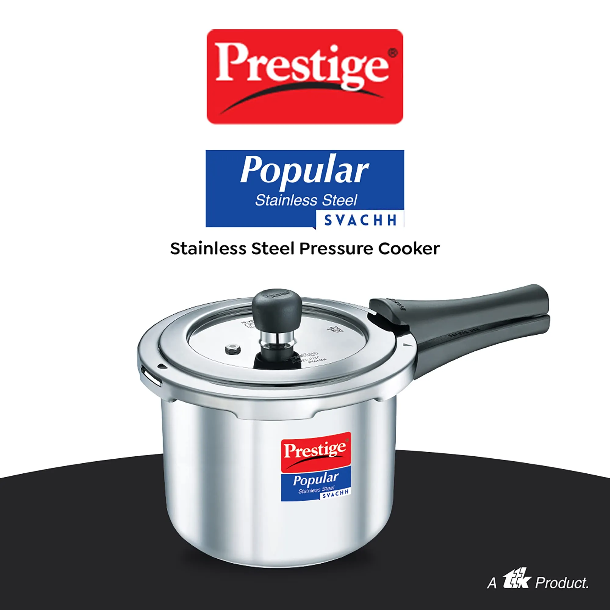 Prestige Popular Svachh Spillage Control Stainless Steel Outer Lid Pressure Cooker, 3 L (Silver)