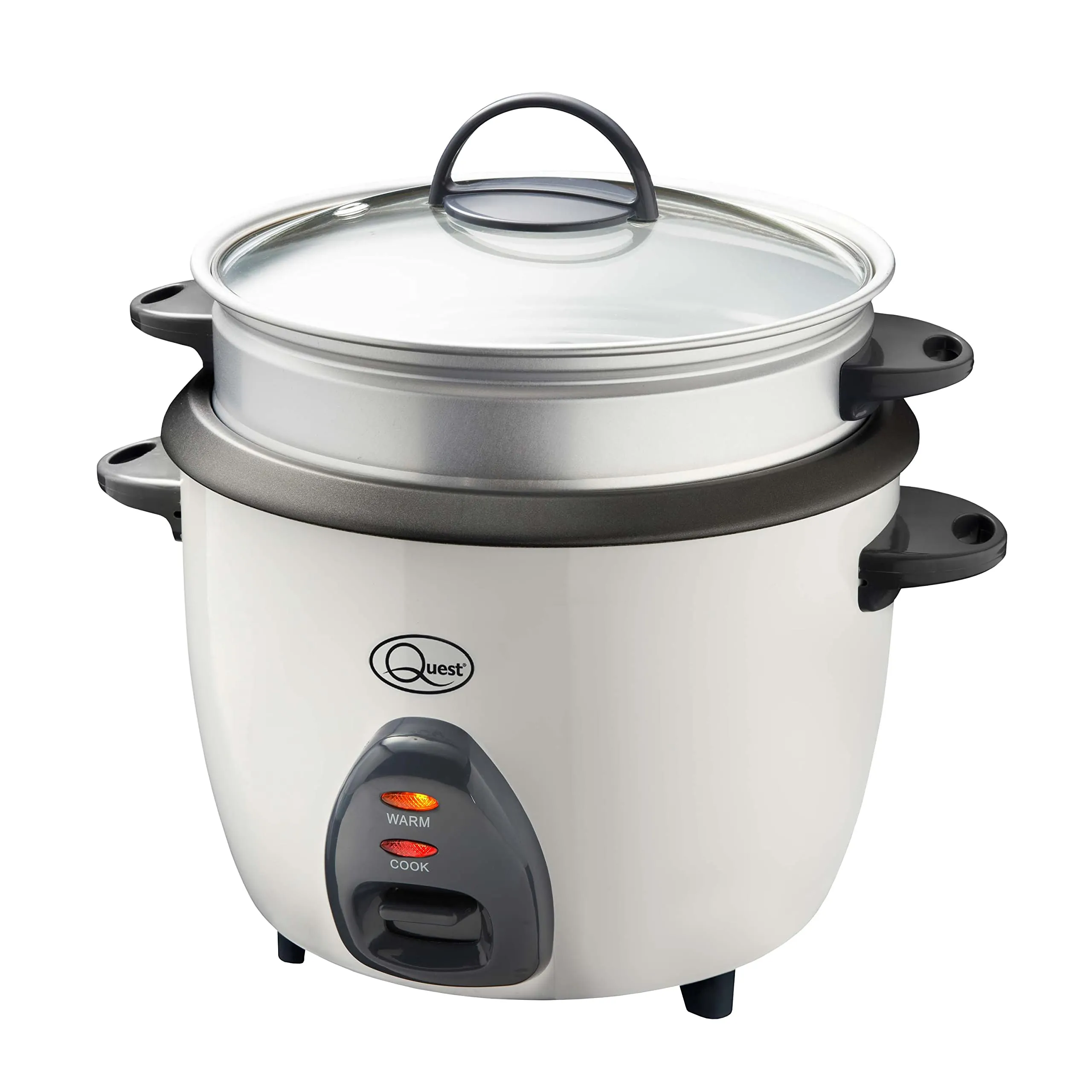 Quest 500W Rice Cooker & Steamer with Keep Warm Function, 1.5L/Non-Stick Inner Pot/Cooks Rice & Makes Healthy Steamed Vegetables/Includes Spatula & Measuring Cup