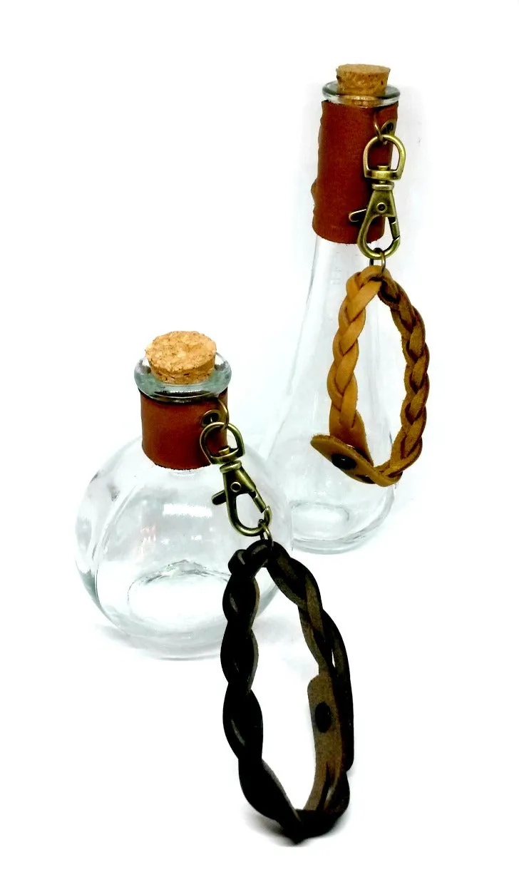 Quick Release Glass Potion Bottles With Leather Holders