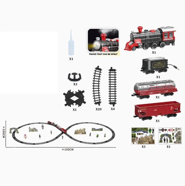 Rechargeable Metal Classic Train Track With Light & Spray