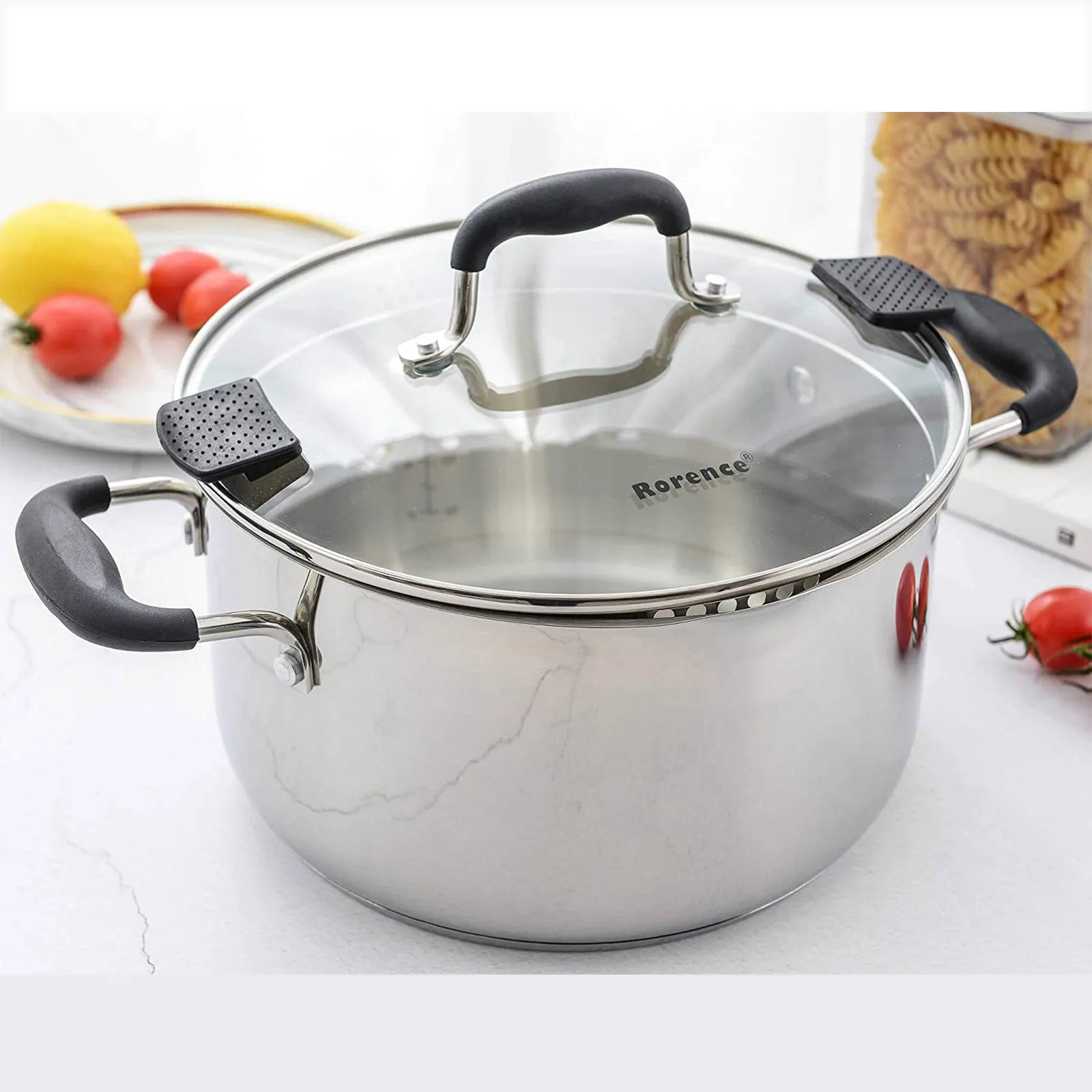 Rorence Stainless Steel Stock Pot Pasta Pots for Cooking with Lid - 3.7/6 Quart