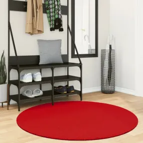 Rug OVIEDO Short Pile Red Ø 120 cm