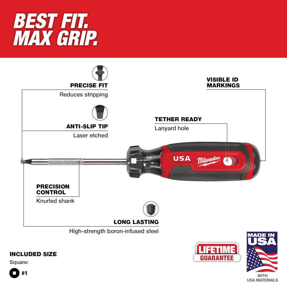 Screwdriver - Milwaukee #1 Square 3" Cushion Grip Screwdriver (USA), MT217