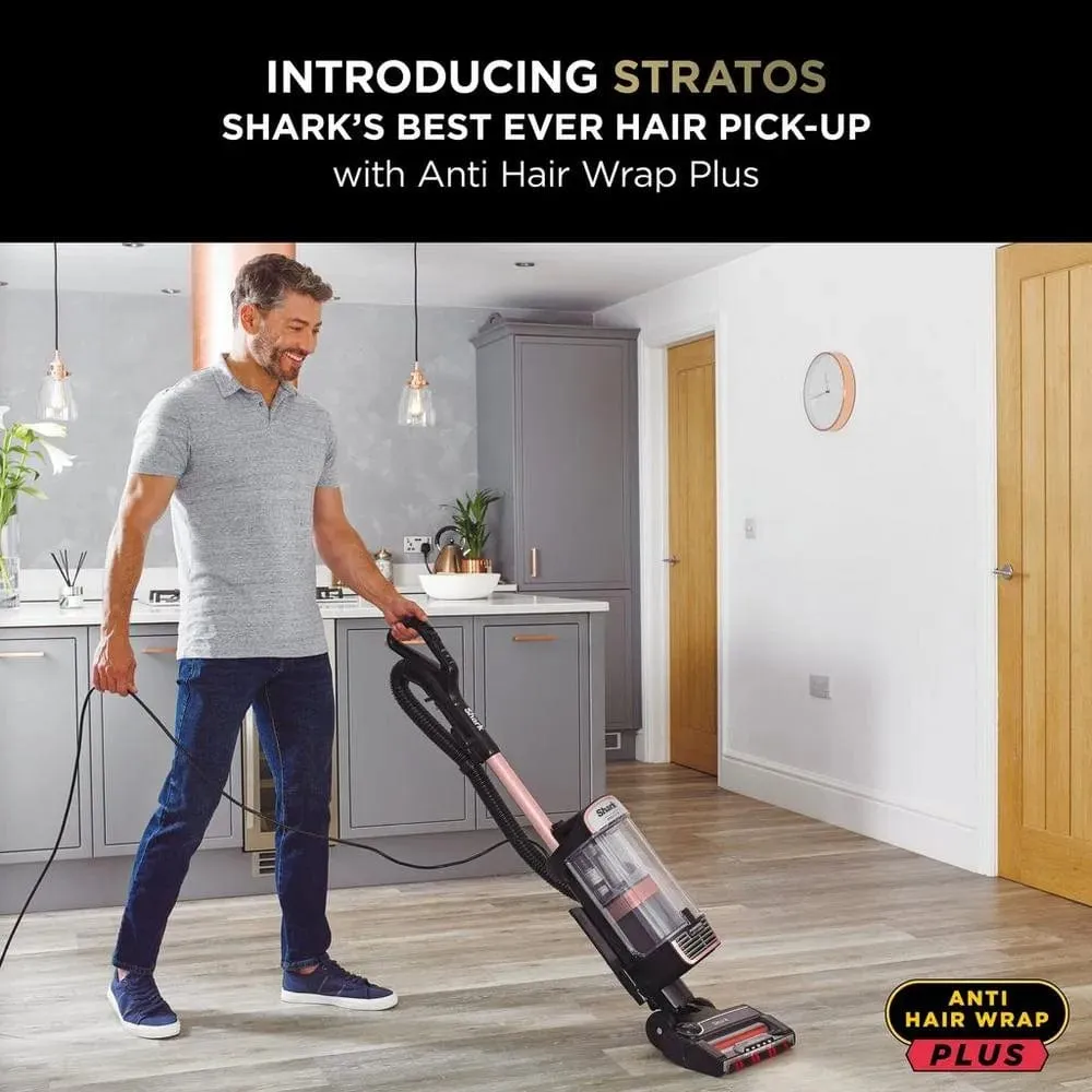 Shark Stratos NZ860UKT Pet Pro Model Upright Vacuum Cleaner with Anti Hair Wrap Plus & Anti-Odour Technology, Rose Gold