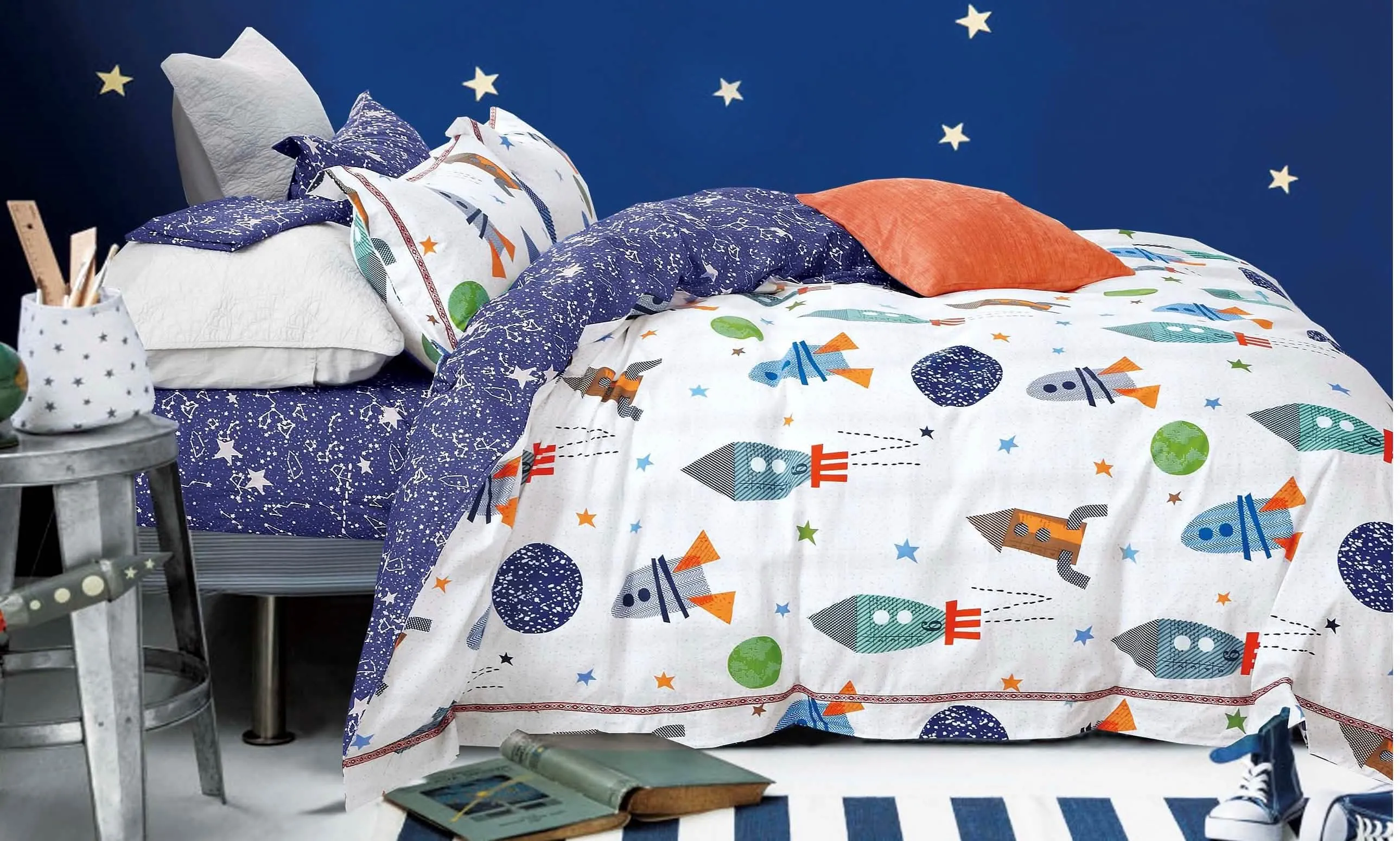 Space Odyssey Reversible Comforter Set for Kids