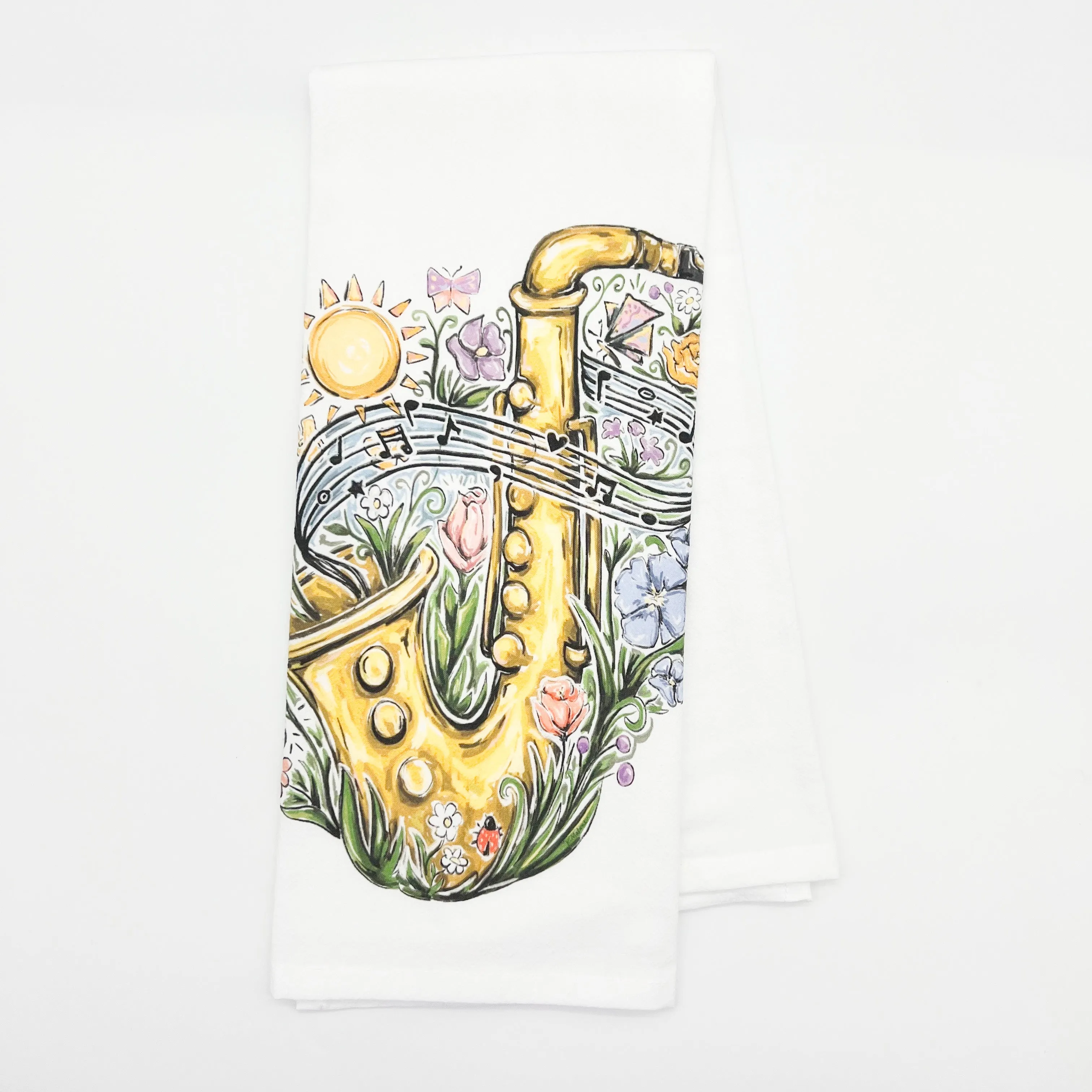 Spring Saxophone Tea Towel