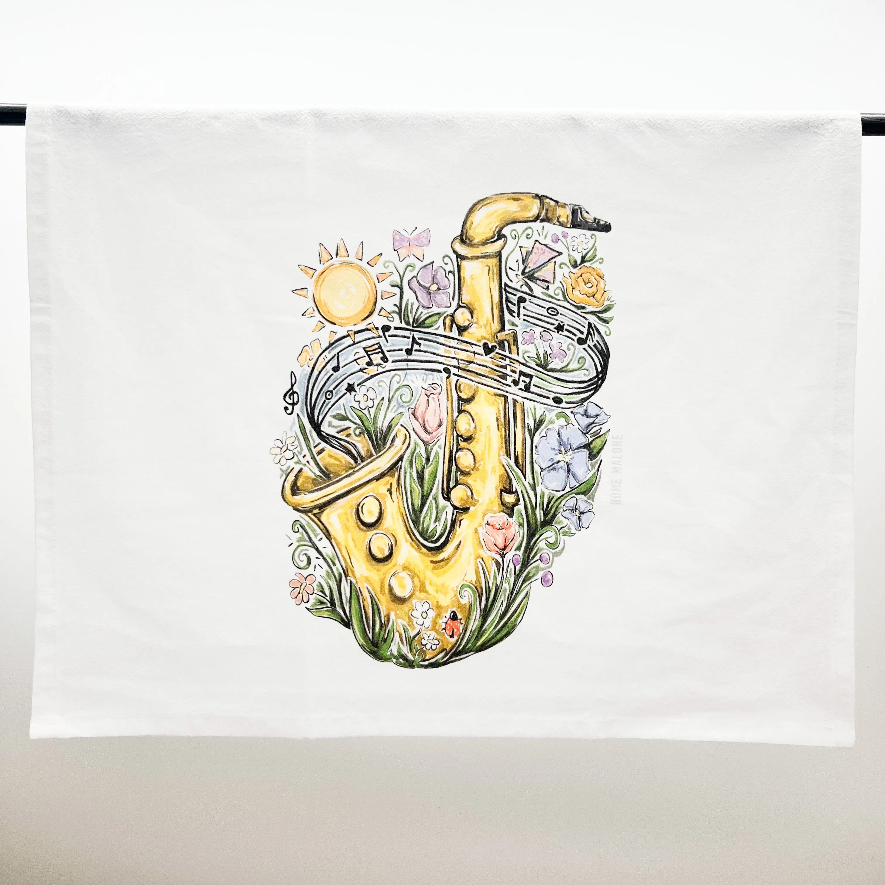 Spring Saxophone Tea Towel