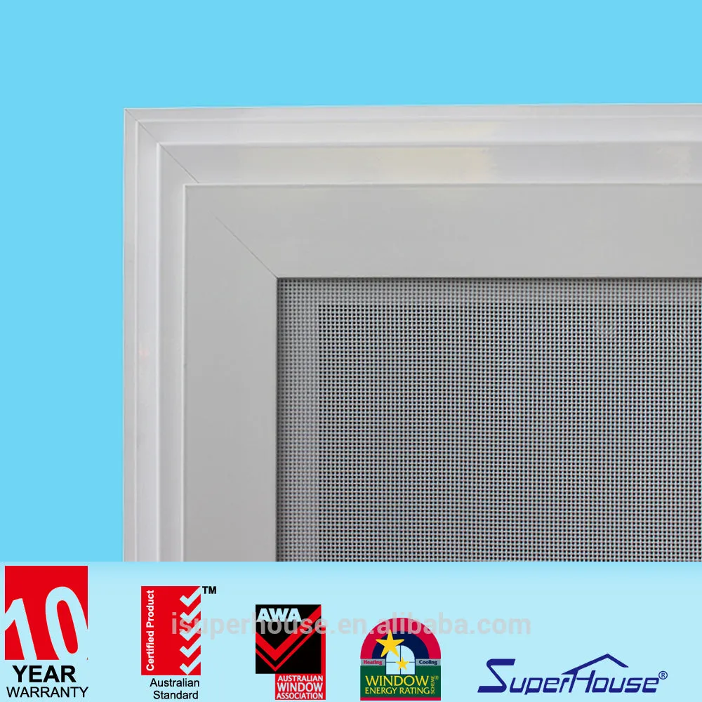 Superhouse AS2047 aluminium frame sliding glass window with mosquito net with high quality