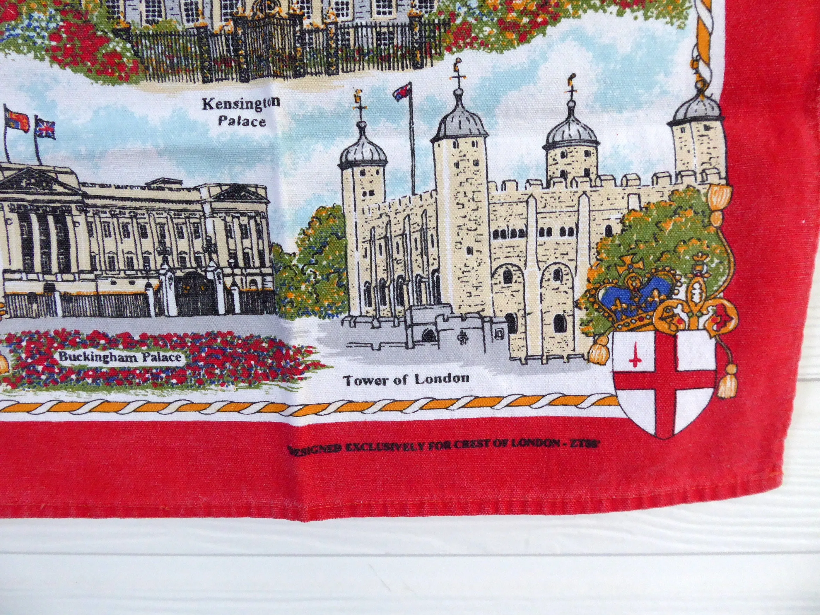 Tea Towel England Vintage London Landmarks Palaces 1970s Souvenir