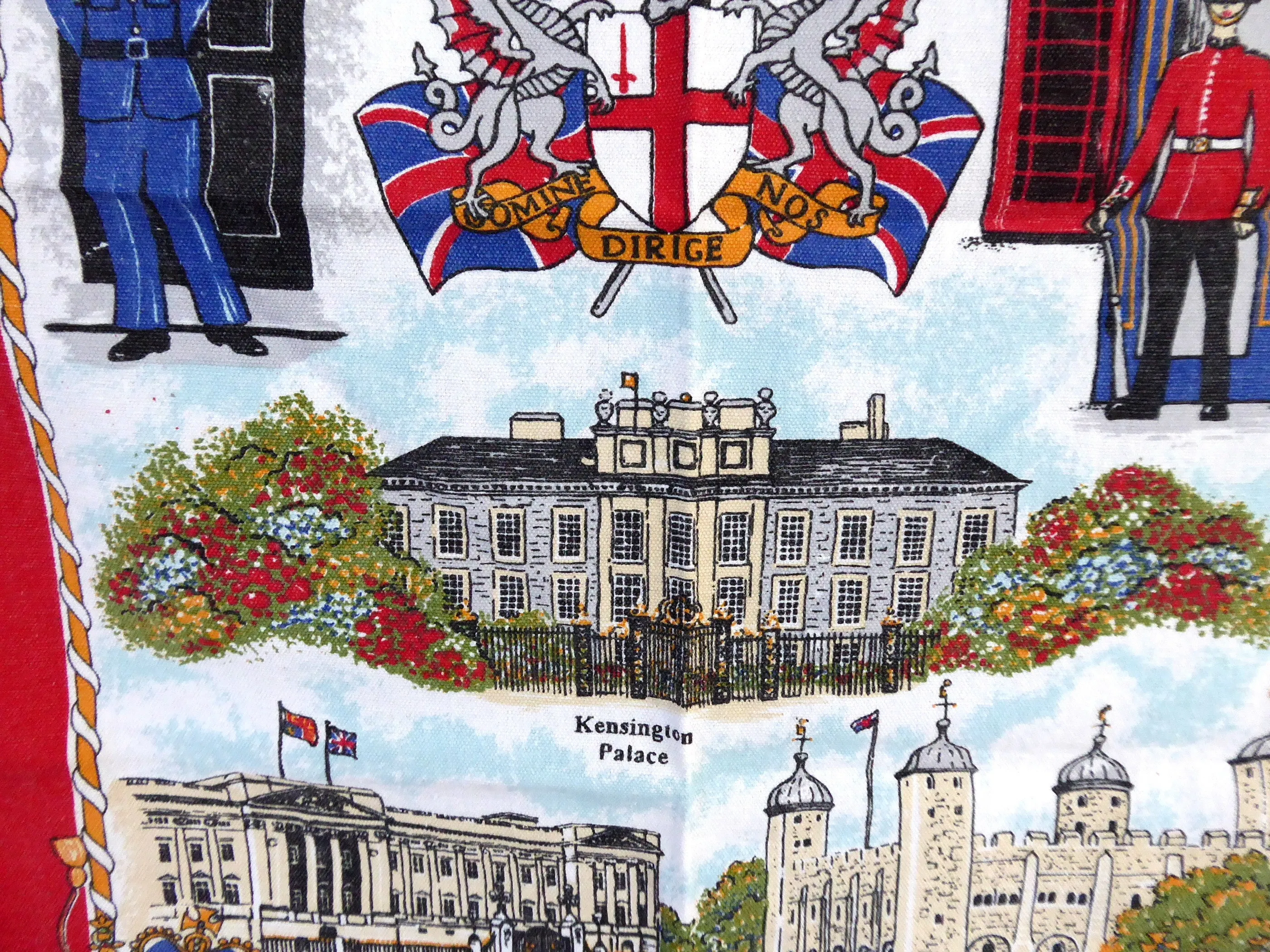 Tea Towel England Vintage London Landmarks Palaces 1970s Souvenir