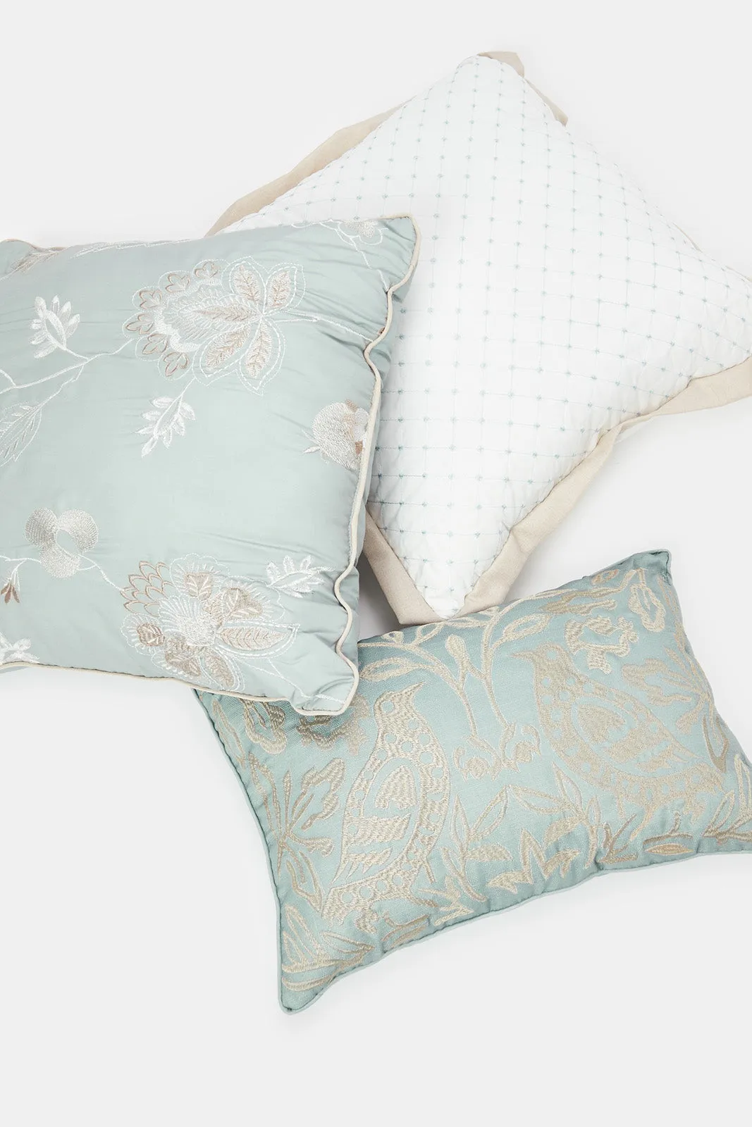 Teal 7 Piece Floral Embroidery Comforter Set (King Size)