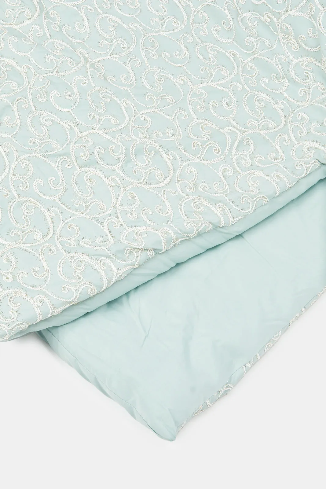 Teal 7-Piece Spiral Embroidery Comforter Set (King Size)