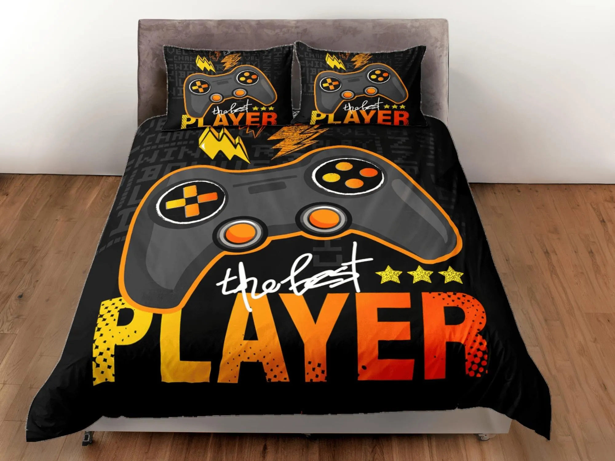 The best player gamer bedding black duvet cover, video gamer boyfriend gift bedding set full king queen twin, boys bedroom, dorm bedding