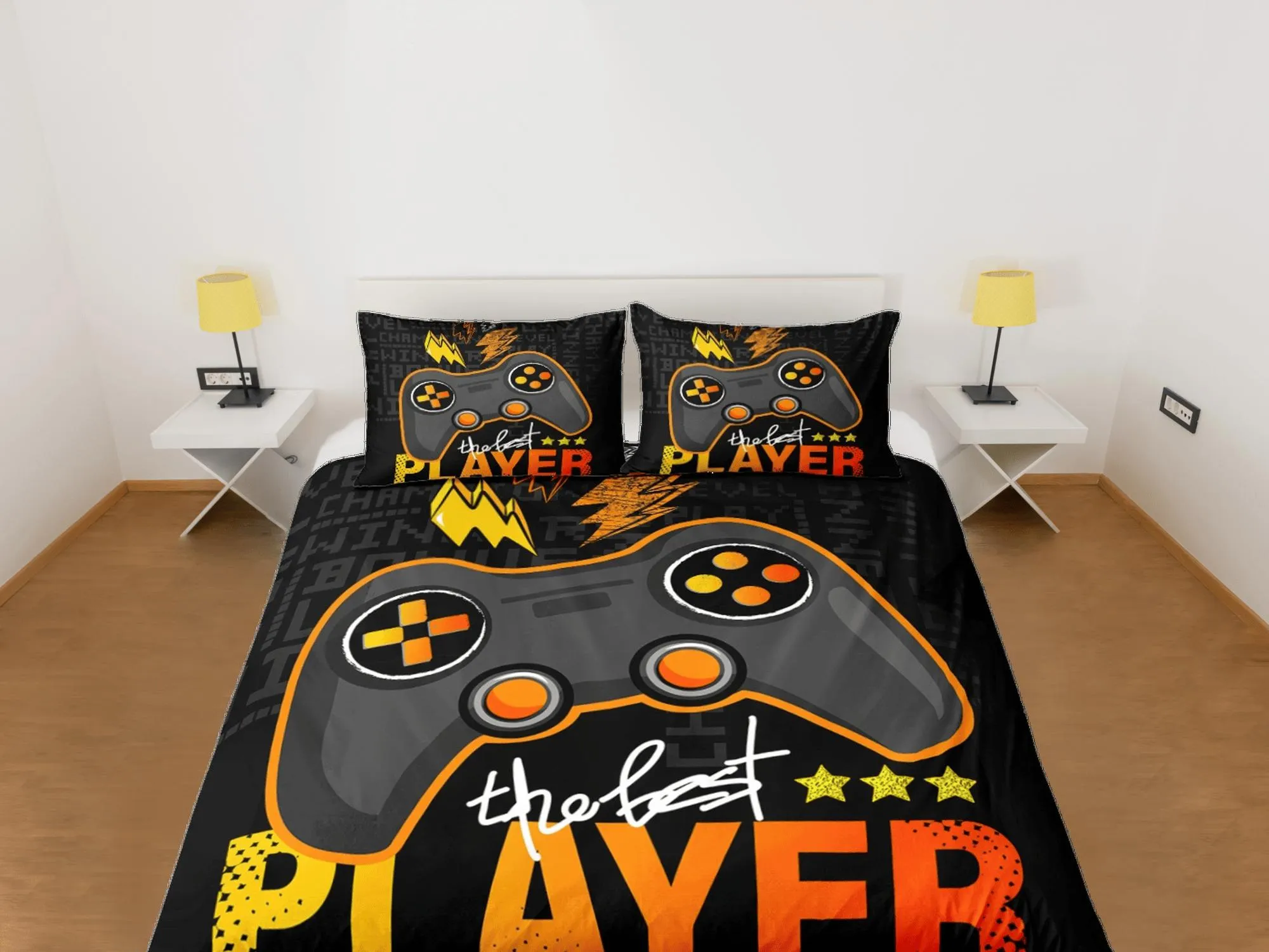 The best player gamer bedding black duvet cover, video gamer boyfriend gift bedding set full king queen twin, boys bedroom, dorm bedding