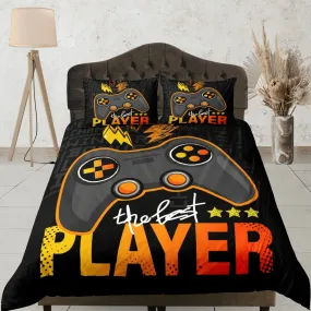 The best player gamer bedding black duvet cover, video gamer boyfriend gift bedding set full king queen twin, boys bedroom, dorm bedding