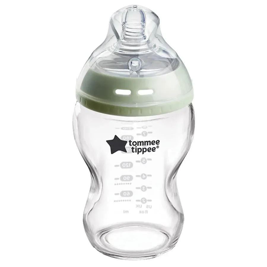 Tommee Tippee Closer to Nature Glass Feeding Bottle, 250ml x 1 -Clear