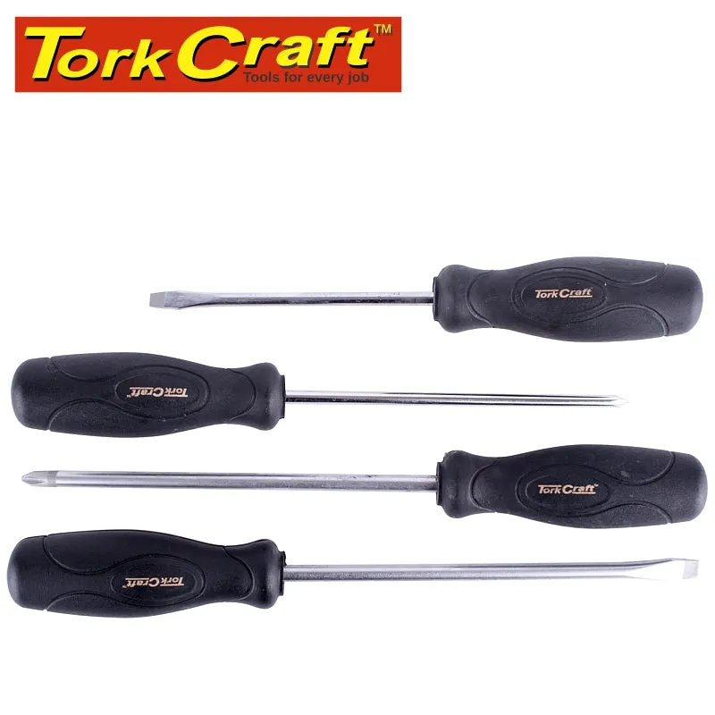 TORK CRAFT 4PC SCREWDRIVER SET BLACK HANDLE KT2554