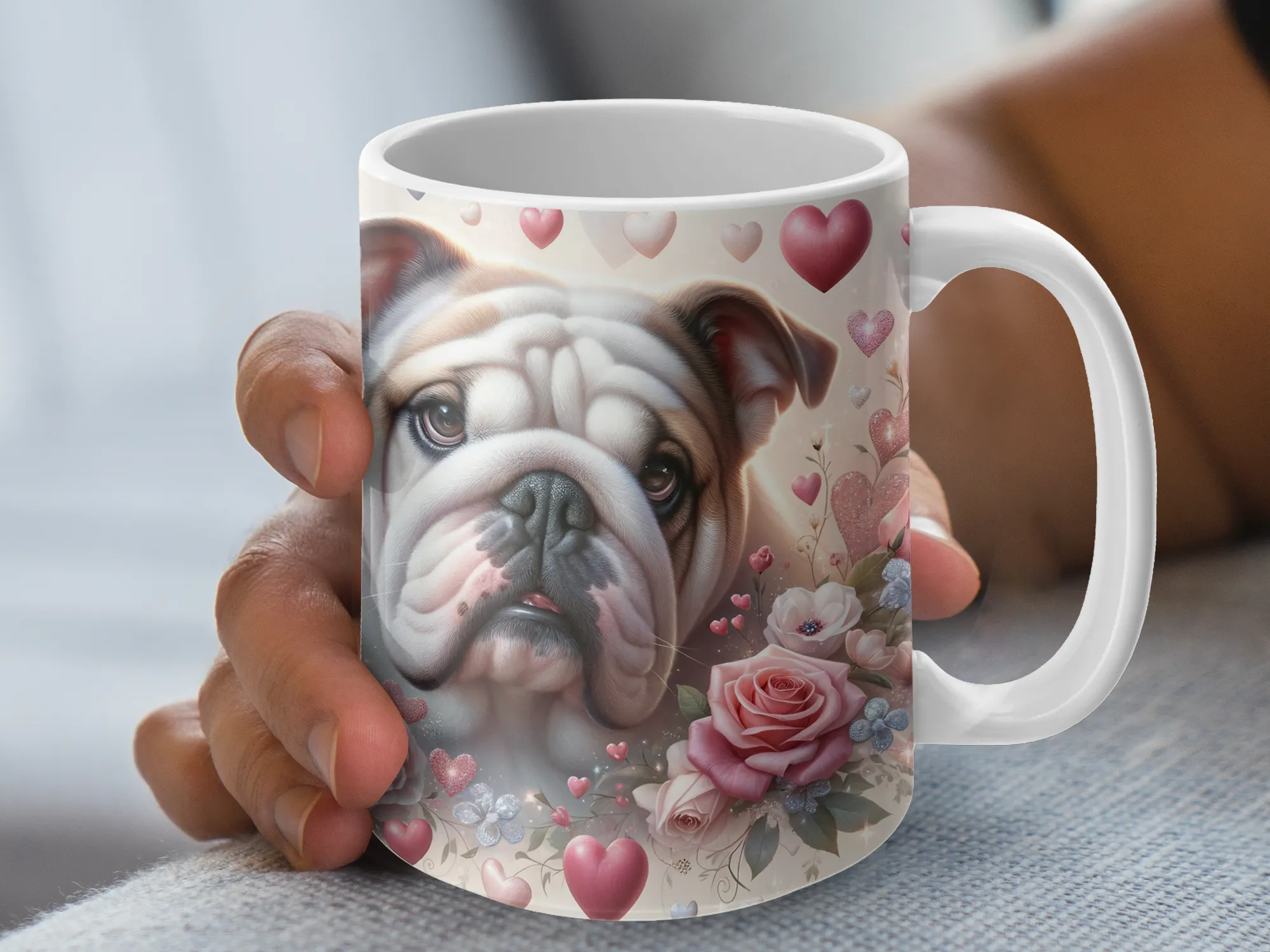 Valentine's Day English Bulldog Mug, English Bulldog Gifts, Valentines Day Gifts for Her, I Love My Bulldog Mug, Personalized Dog Mug