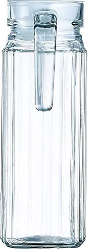 Vilon Rocco Glass Frigoverre Jug with Airtight Lid (1 Liter): Clear Pitcher with Hermetic Sealing, Easy Pour Spout & Handle – for Water, Juice, Iced Coffee & Iced Tea