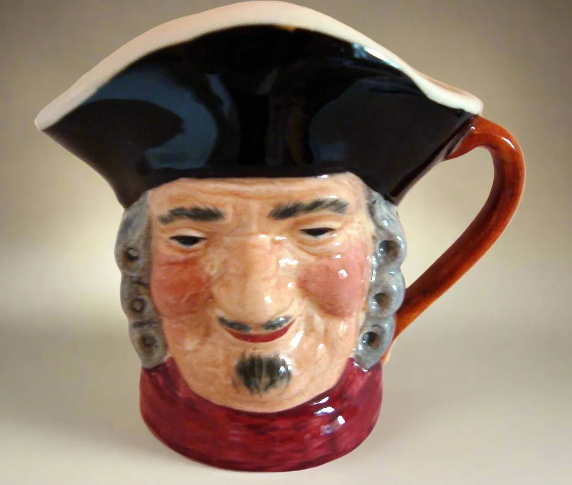 Vintage Hand Painted 18th Century Man Kelsboro Ware Miniature Character Jug