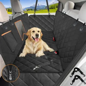 Waterproof Dog Car Seat Cover with Mesh Window, Hammock Style, Anti-Scratch, Nonslip, 600D Heavy Duty Back Seat Protector for Cars, Trucks, and SUVs