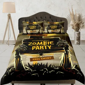 Zombie Party halloween bedding & pillowcase, gothic duvet cover, dorm bedding, goth decor toddler bedding, halloween gift