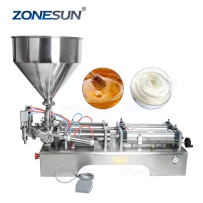 ZONESUN Double Heads Filling Machine Automatic Pneumatic Hopper Cream Shampoo Moisturizer Lotion Cosmetic Oil Honey Food Paste Filling Machine